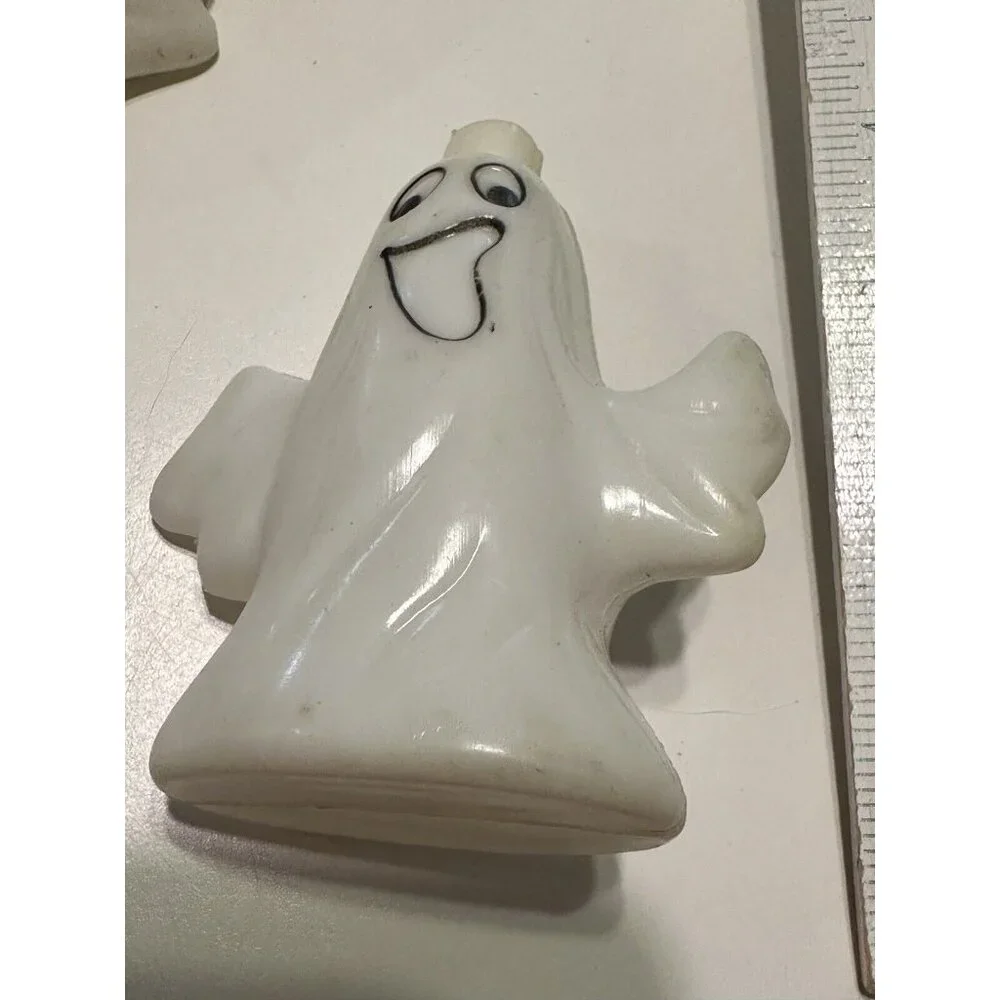 Vintage Halloween Blow Mold Hard Plastic 15 String Lights Ghost Works Two Side